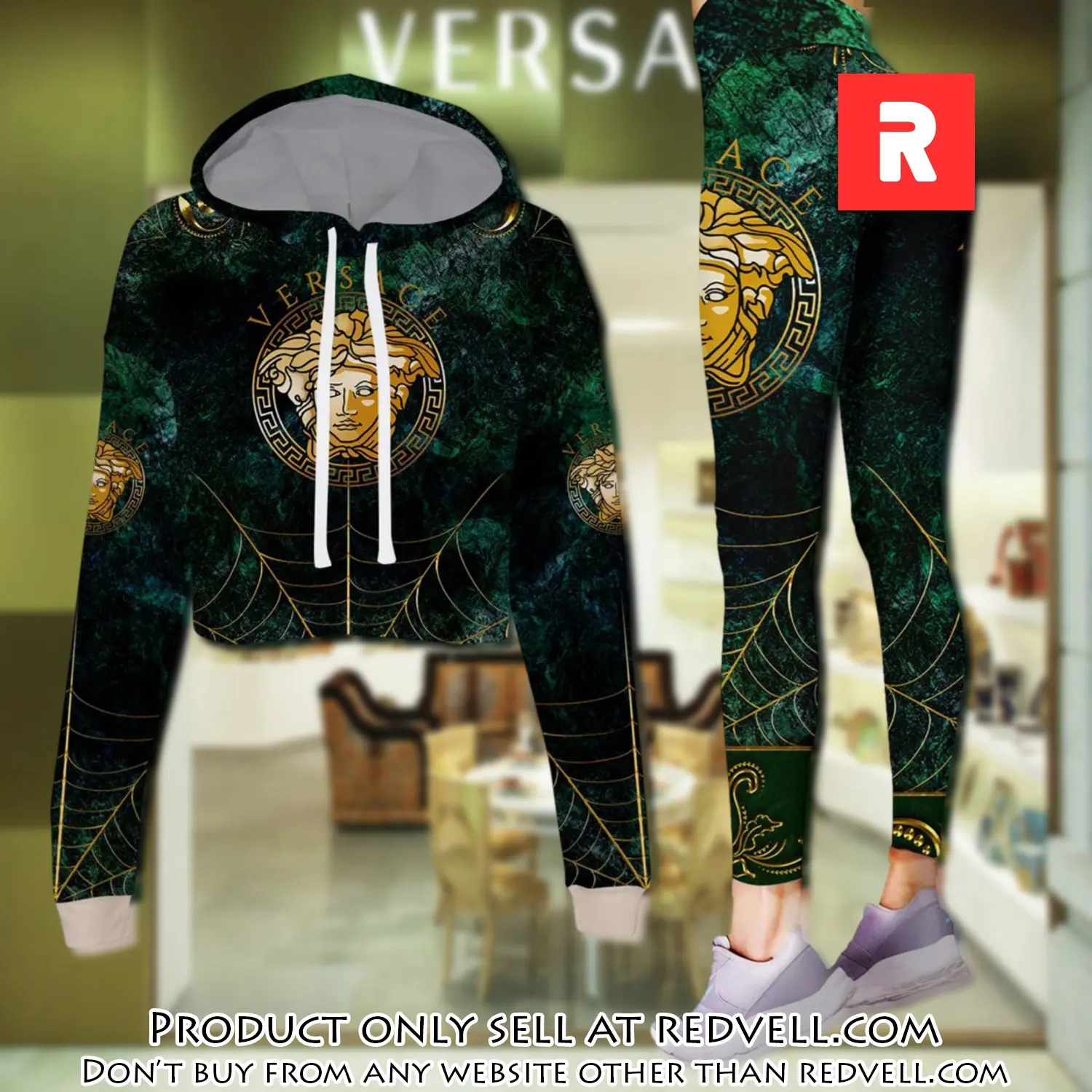 Versace medusa spider silk luxury brand clothes leggings and crop top set for women rv4502165